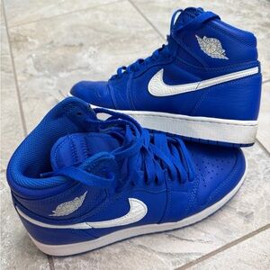 Nike Big Kids Air Jordan 1 High Tops Blue and White Sneakers